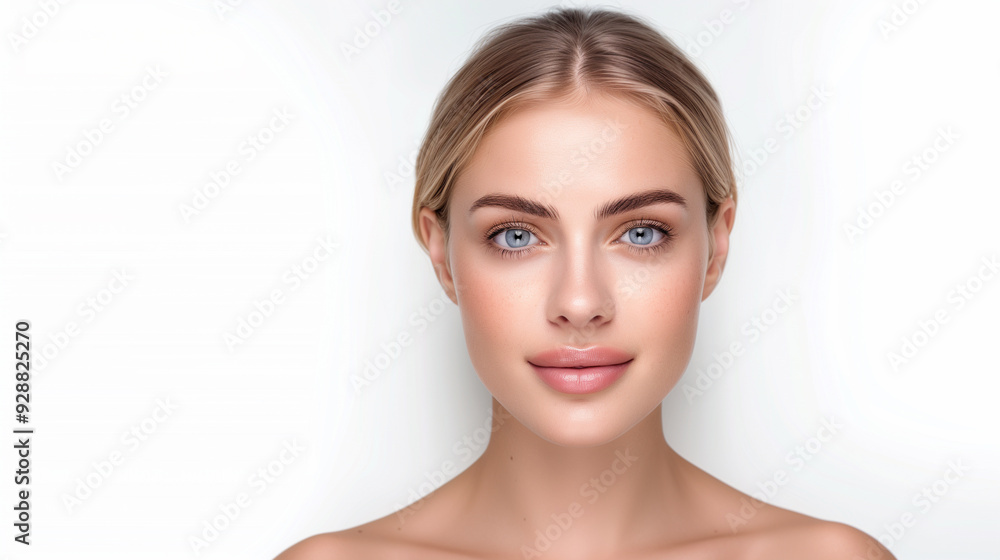 A lovely young Scandinavian woman with vibrant healthy skin and confident expression isolated on white background. A lovely young Scandinavian woman with vibrant healthy skin and confident expression isolated on white background.