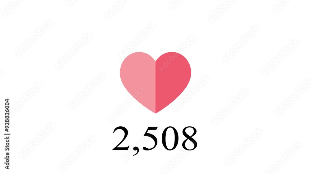 stop motion like video - social media likes - a lot of likes - red heart on white background stop motion like video - social media likes - a lot of likes - red heart on white background