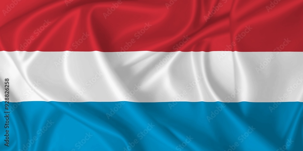 Flag of Luxembourg waving in the wind on silk texture Flag of Luxembourg waving in the wind on silk texture