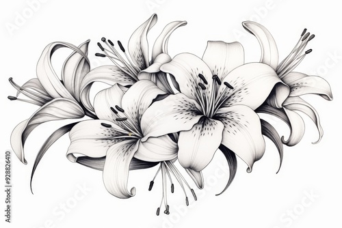 Black Lily Line Art