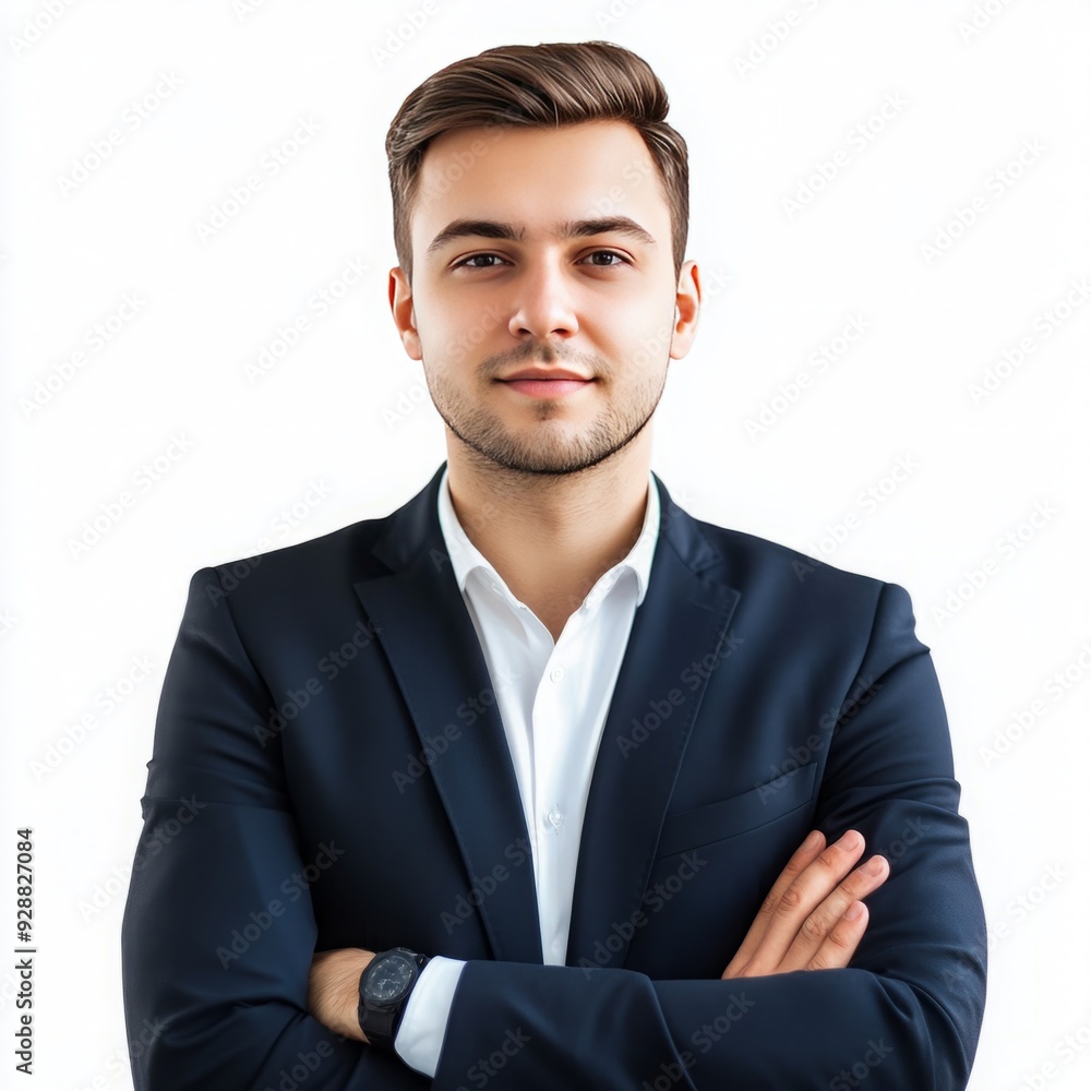 Confident Businessman in Suit: A Portrait of Assurance and Professionalism Isolated on White Background Confident Businessman in Suit: A Portrait of Assurance and Professionalism Isolated on White Background