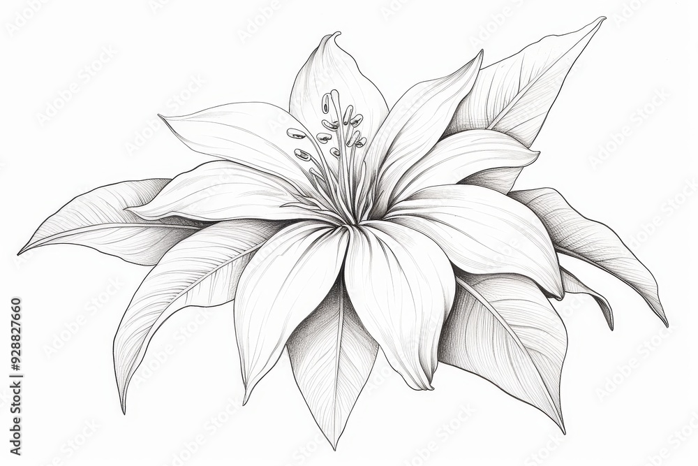 Poinsettia Tattoo Illustration on White Poinsettia Tattoo Illustration on White