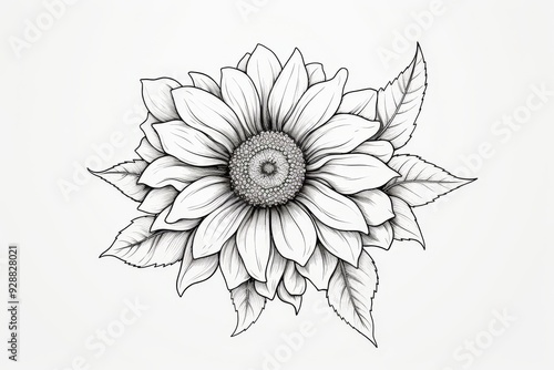 Black Ink Sunflower Tattoo Illustration