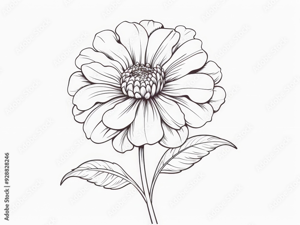 Line Art Zinnia Tattoo Design Line Art Zinnia Tattoo Design