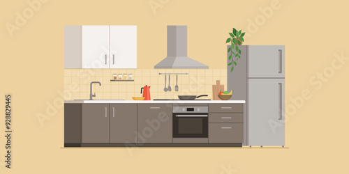Modern kitchen interior with appliances