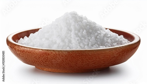 bowl of coarse grained salt isolated on white background