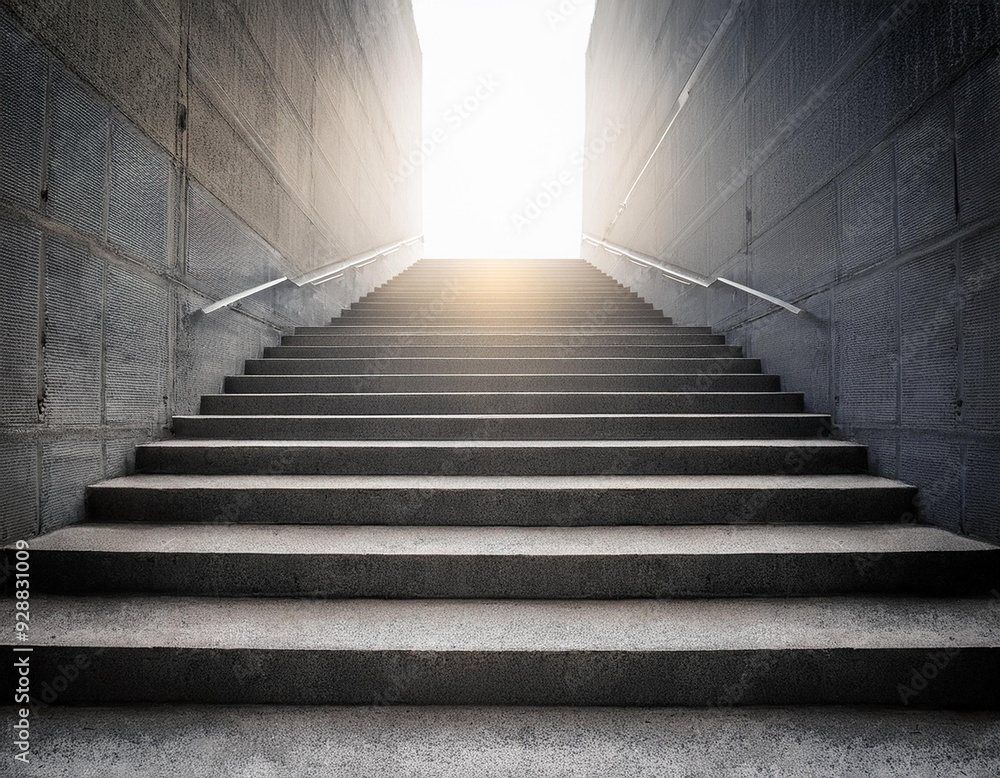 Concrete Stairs Leading Up to a Light Source Concrete Stairs Leading Up to a Light Source
