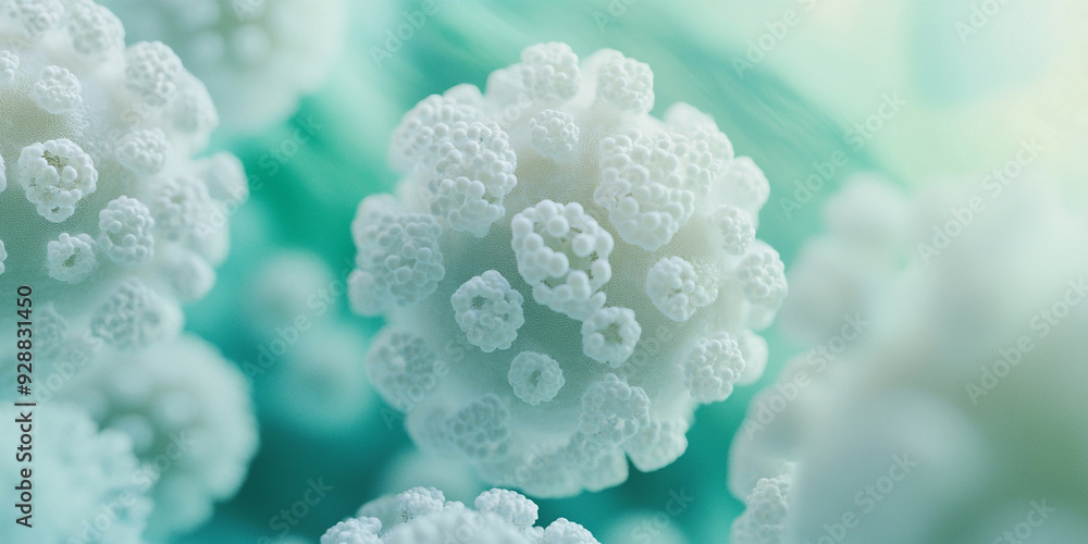 A delicate white spiky microorganism structure, showcasing the complexity of microbiology, scientific research, and the microscopic world of cells A delicate white spiky microorganism structure, showcasing the complexity of microbiology, scientific research, and the microscopic world of cells