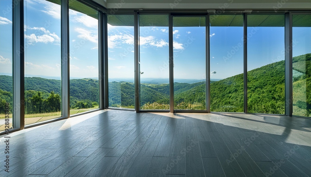 Large Glass Doors with a View of Green Hills Large Glass Doors with a View of Green Hills