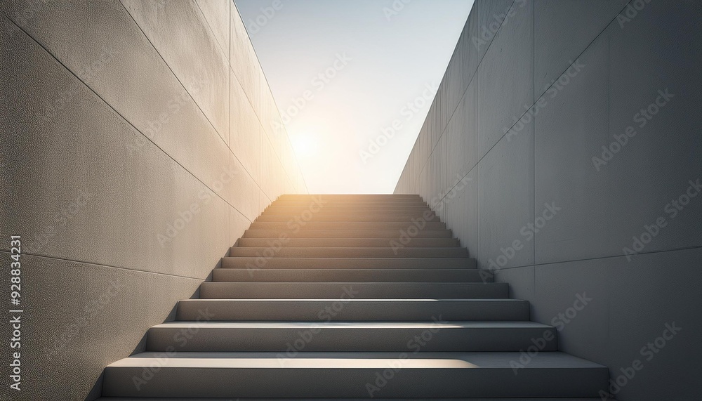 Fototapeta premium Minimalist Concrete Stairs with Sunlight