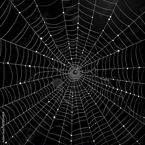 A spiderweb with dew drops