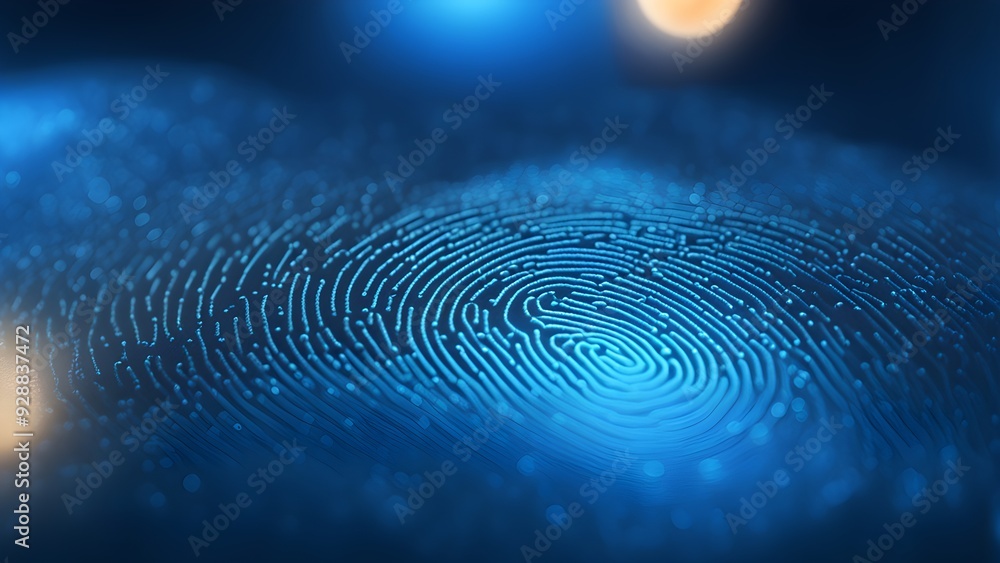 A blue image of a fingerprint with a yellow spot in the middle A blue image of a fingerprint with a yellow spot in the middle