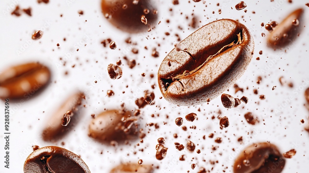 coffee bean flying in the air explosion splash isolated coffee bean flying in the air explosion splash isolated