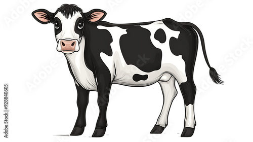 Cow cartoon vector illustration on transparent background