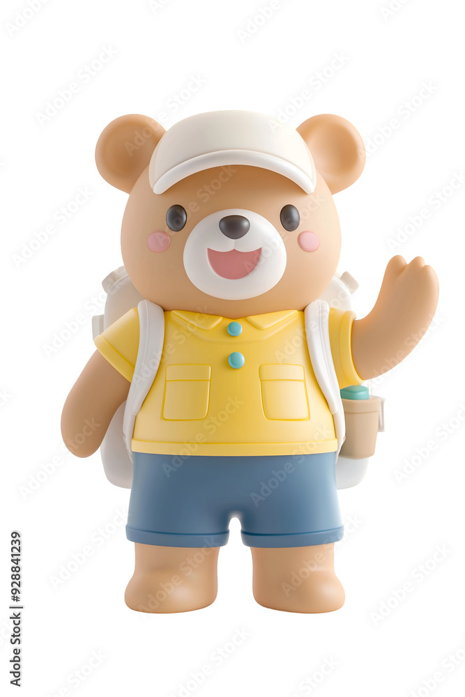 3D Adorable Bear Traveler Waving and Ready for Adventure 3D Adorable Bear Traveler Waving and Ready for Adventure