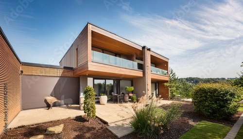 Wallpaper Mural Modern Home Exterior With Balcony And Patio Torontodigital.ca