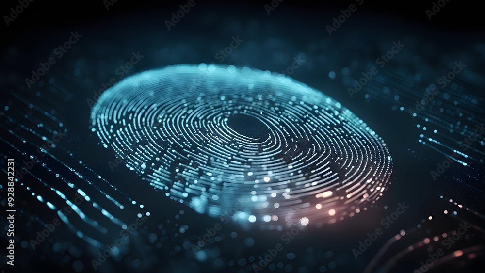 A close up of a fingerprint with a blue background A close up of a fingerprint with a blue background