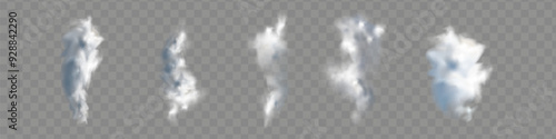 Fog or smoke isolated transparent special effect. White vector cloudiness, mist or smog background. Vector illustration