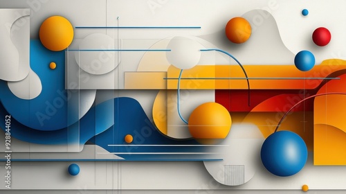 Fototapeta Naklejka Na Ścianę i Meble -  Abstract Geometric Shapes. A modern abstract wallpaper featuring geometric shapes in bold, contrasting colors.