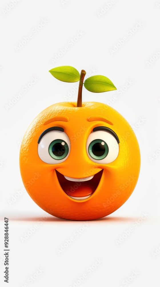 A cheerful cartoon orange character with large eyes and a playful smile on a bright background A cheerful cartoon orange character with large eyes and a playful smile on a bright background