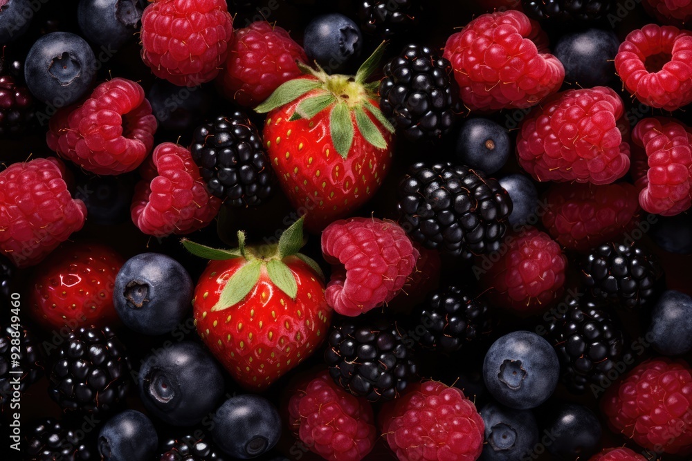 Top view of various fresh berries Top view of various fresh berries
