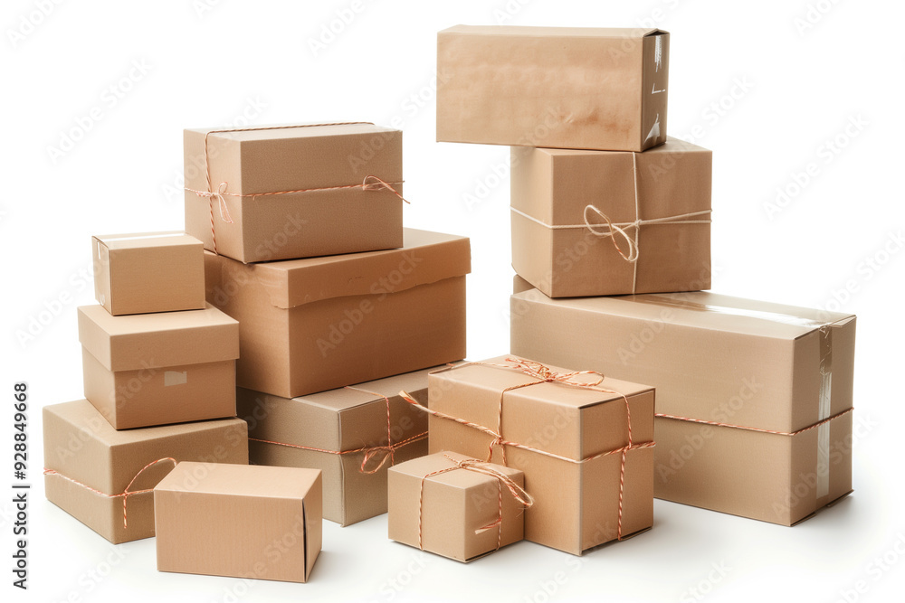 Cardboard boxes on a white background. Delivery of goods and products Cardboard boxes on a white background. Delivery of goods and products
