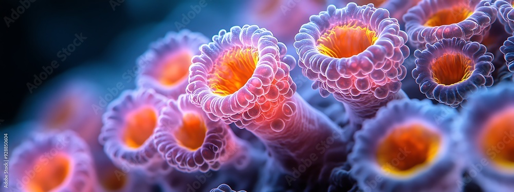 Close-up of monkeypox virus cells under a microscope, vibrant colors highlighting the viral structure Close-up of monkeypox virus cells under a microscope, vibrant colors highlighting the viral structure