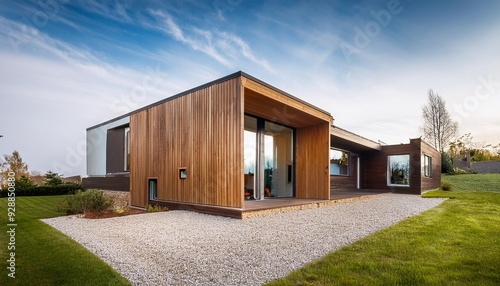 Modern Minimalist House Exterior with Wooden Facade