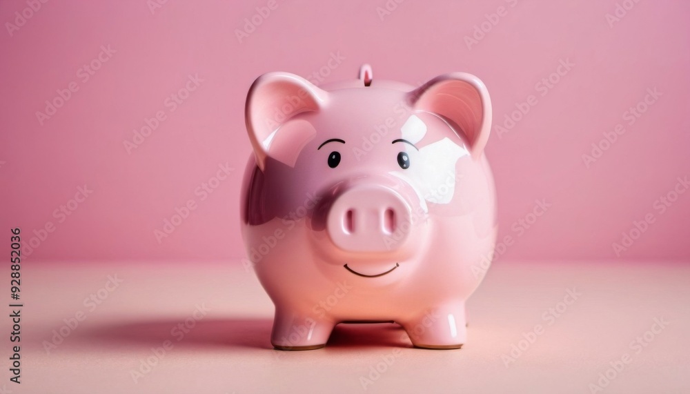 Pink piggybank on pastel background with copy space. Generative ai. AI Pink piggybank on pastel background with copy space. Generative ai. AI