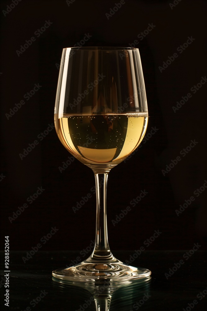 Verre de vin blanc sur fond flou, mise en scène boisson, ia générative Verre de vin blanc sur fond flou, mise en scène boisson, ia générative