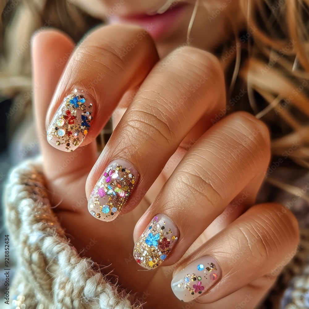 The close-up shot of the little girls nails The close-up shot of the little girls nails