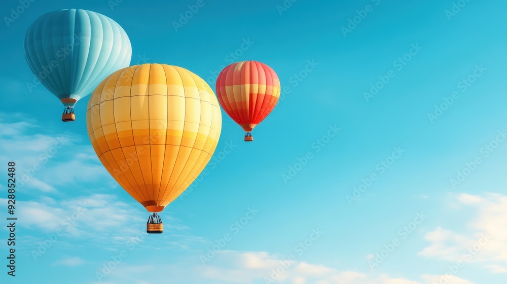 Colorful Hot Air Balloons in the Sky. Bright and colorful hot air balloons floating peacefully against a clear blue sky. Colorful Hot Air Balloons in the Sky. Bright and colorful hot air balloons floating peacefully against a clear blue sky.