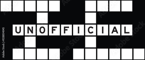 Alphabet letter in word unofficial on crossword puzzle background