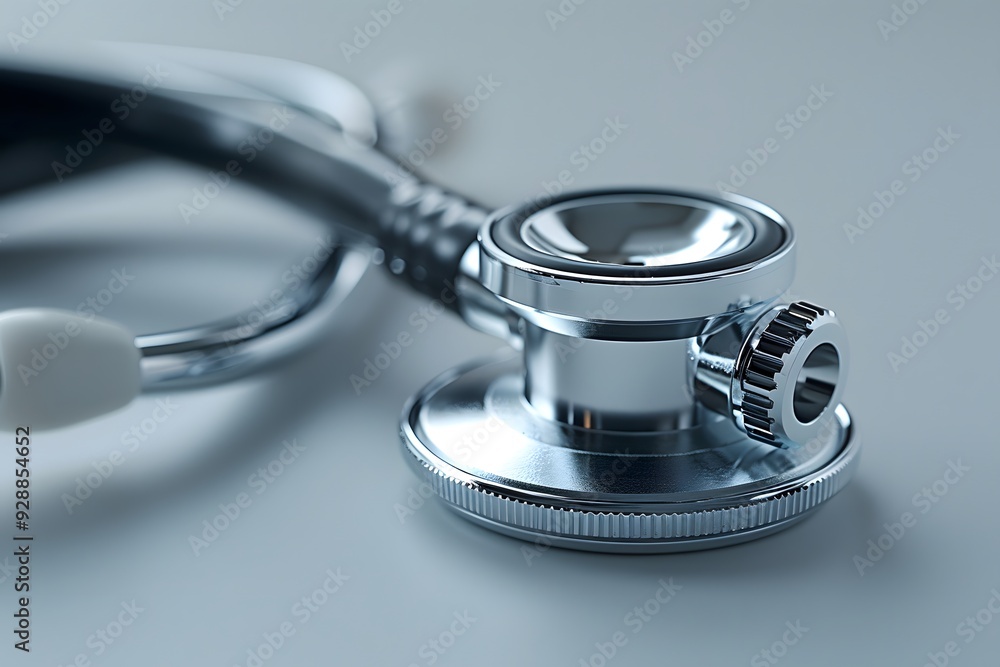Close-Up of a Polished Stethoscope on a Soft Background Close-Up of a Polished Stethoscope on a Soft Background