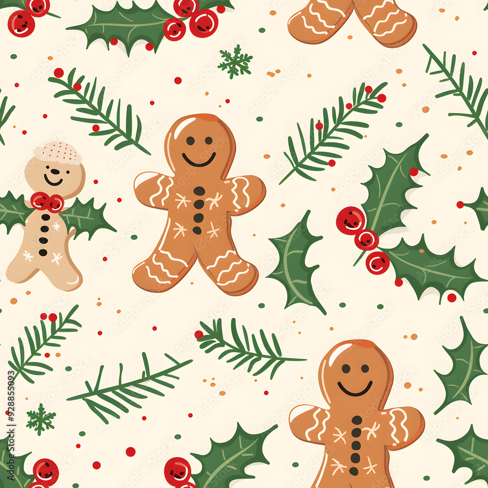 Naklejka premium New Year and Christmas 2d cartoon or graphic advertising background, Seamless pattern