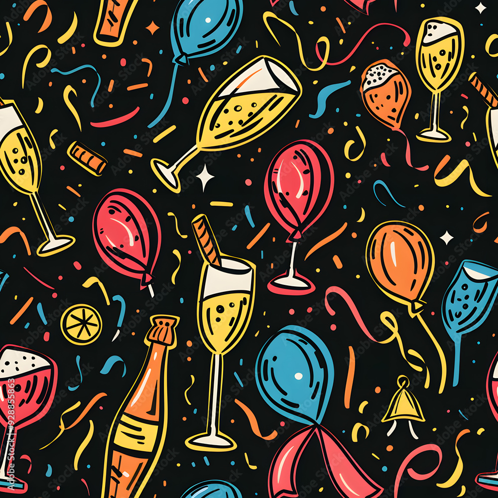 New Year and Christmas 2d cartoon or graphic advertising background, Seamless pattern New Year and Christmas 2d cartoon or graphic advertising background, Seamless pattern