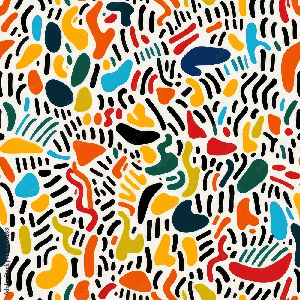 simple seamless pattern of colored doodles on a white background simple seamless pattern of colored doodles on a white background