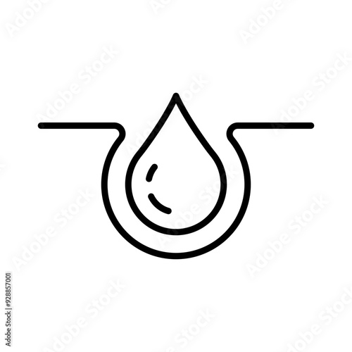 Moisture icon. Simple outline style. Moisturizing cream, skincare, skin, absorption, absorb, soft, water, moist, dermatologist concept. Thin line symbol. Vector illustration isolated.