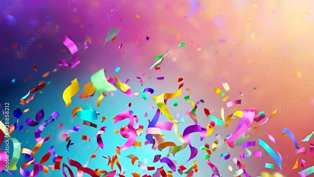 Colorful confetti falling on a gradient background Colorful confetti falling on a gradient background
