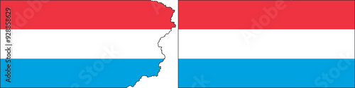 Luxembourg flags vector. Standard flag and with torn edges