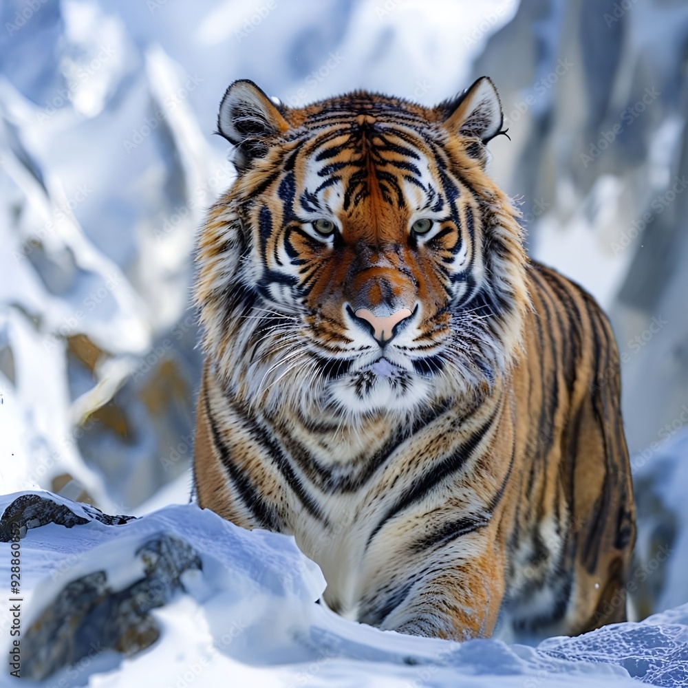 Fototapeta premium siberian tiger in snow