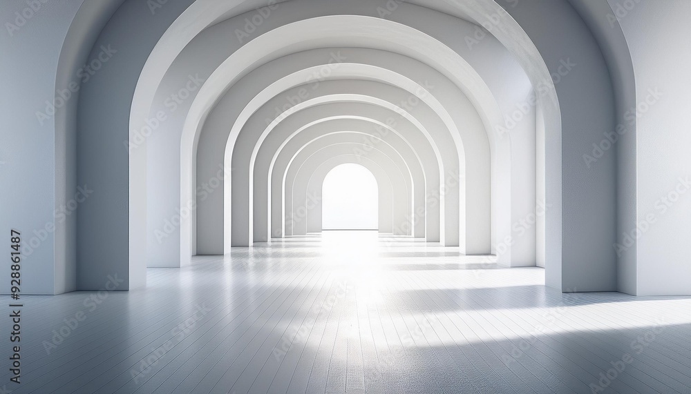 White Interior With Archways And Sunlight White Interior With Archways And Sunlight
