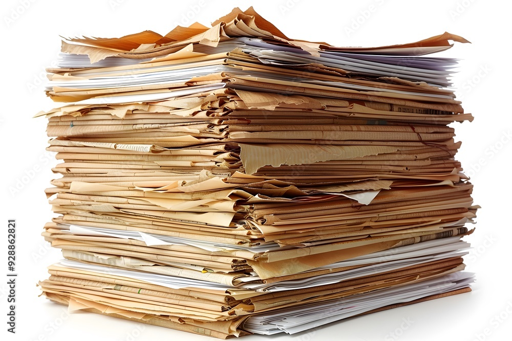 A Tower of Disorganized Papers: A Cluttered Stack of Documents A Tower of Disorganized Papers: A Cluttered Stack of Documents