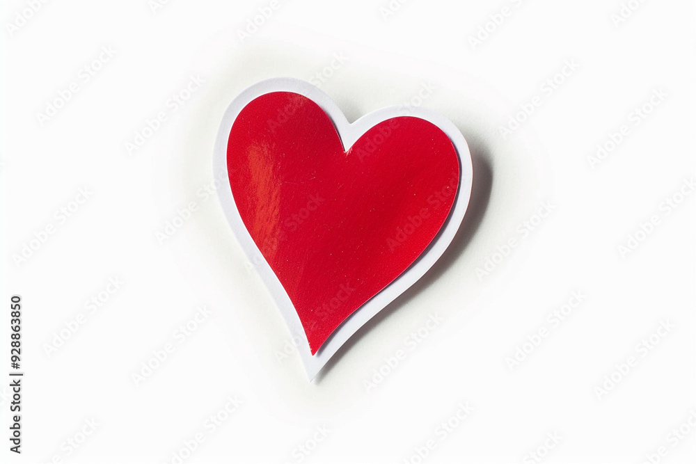 red heart shape sticker isolated