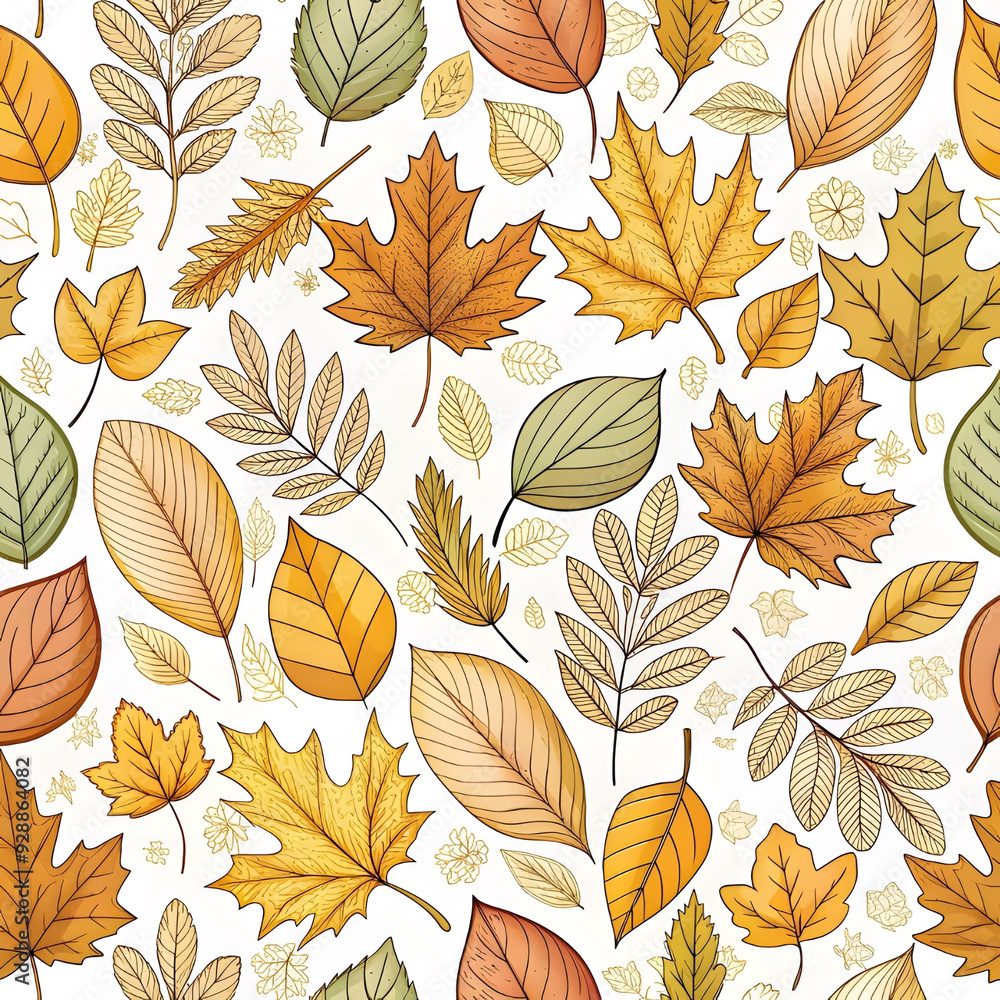 Seamless repeat pattern with autumn leaves illustration. Wallpaper design. Scrapbook page. Autumn seamless pattern with fall leaves and twigs. Texture for wallpaper, web page background Seamless repeat pattern with autumn leaves illustration. Wallpaper design. Scrapbook page. Autumn seamless pattern with fall leaves and twigs. Texture for wallpaper, web page background