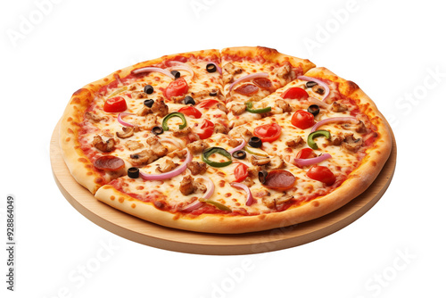 Pizza on transparent background. Pizza related themes. Fast food. Pizza sale. Images for graphic designers. Isolated Pizza. PNG cutout. Pizza fast food. For flyers.
