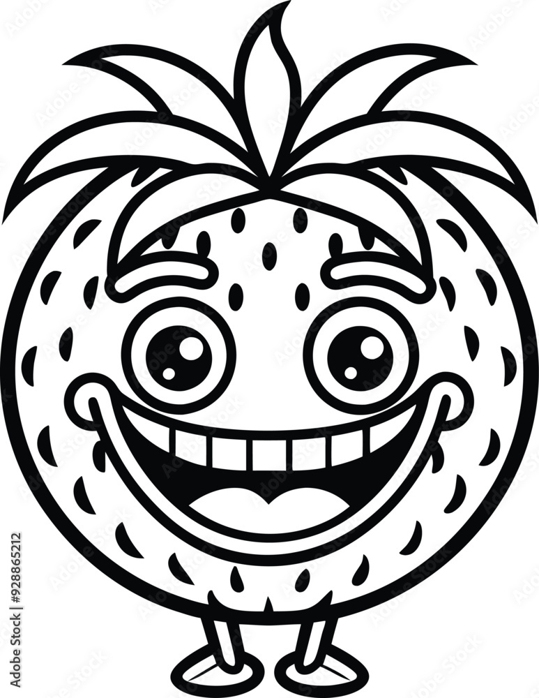 funny fruit cartoon character illustration black and white funny fruit cartoon character illustration black and white