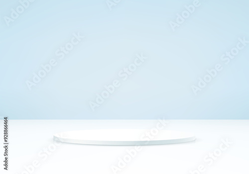 Empty Gray studio room background. White and gray room with circle stage podium. Space for selling products on the website. Vector illustration.