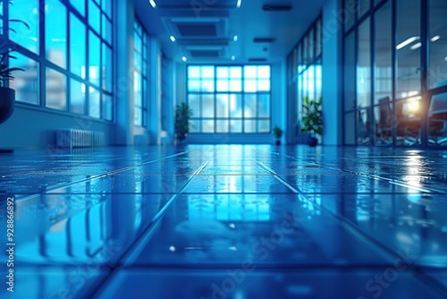 Blue Tiled Hallway