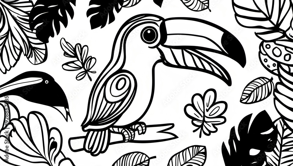 Obraz premium Coloring page, cute toucan